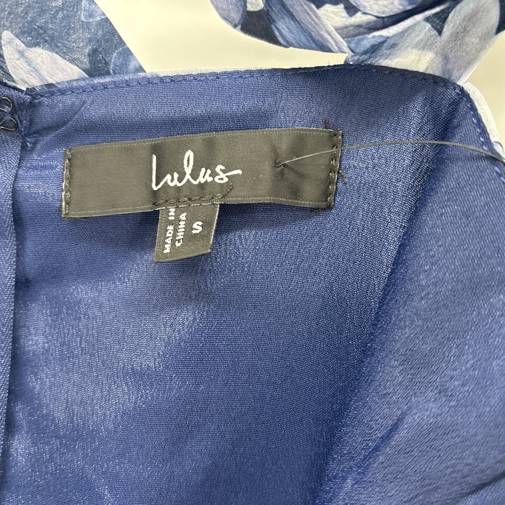 Lulu's Maxi Dress Small Blue Floral Pleated Bustier Babydoll Wedding Homecoming - Picture 5 of 7